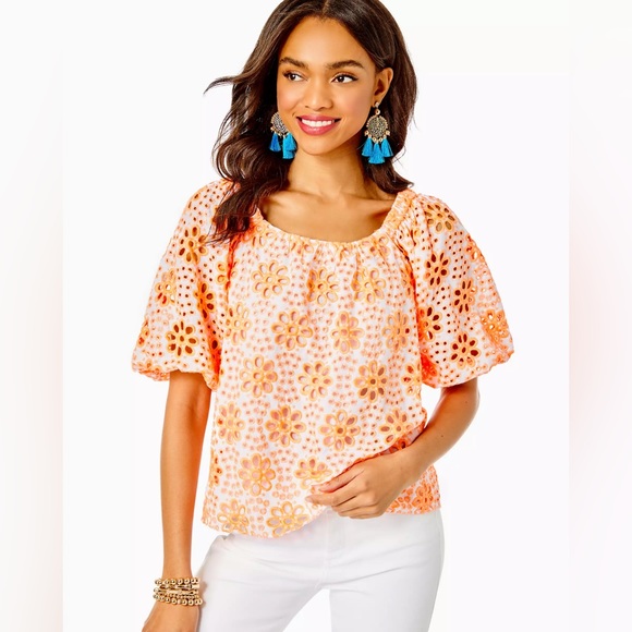 Lilly Pulitzer Tops Nwt Lilly Pulitzer Kerrigan Elbow Sleeve Eyelet